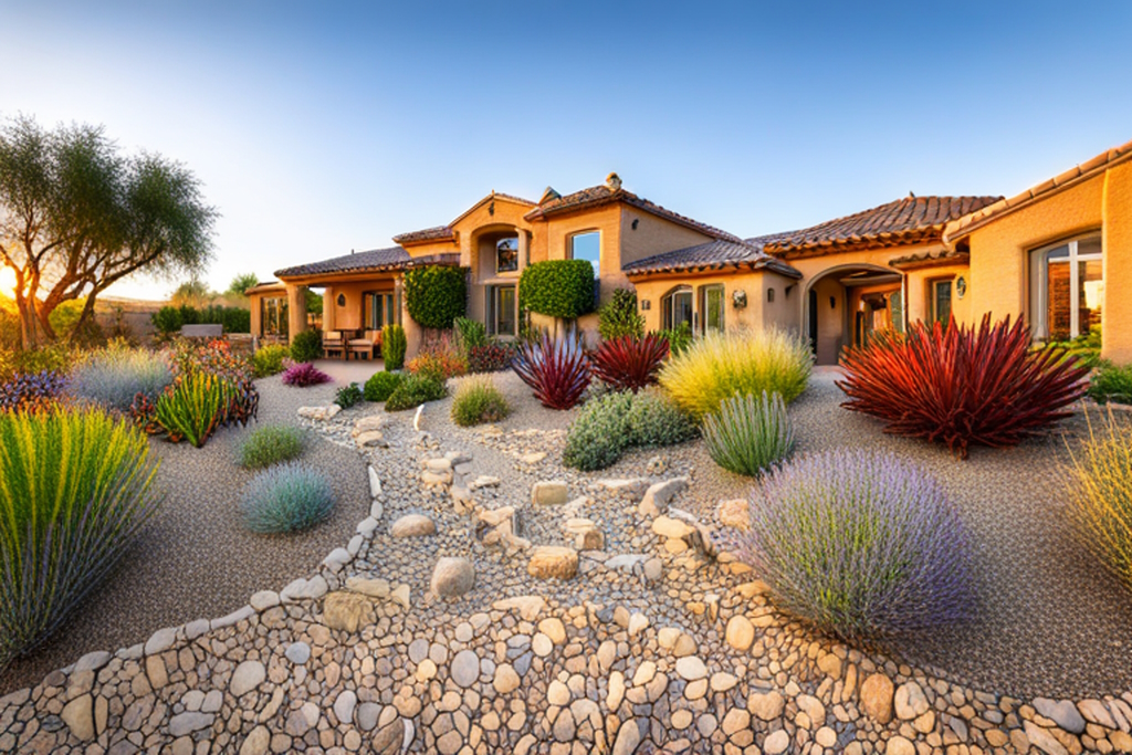 A xeriscape garden in a hot climate