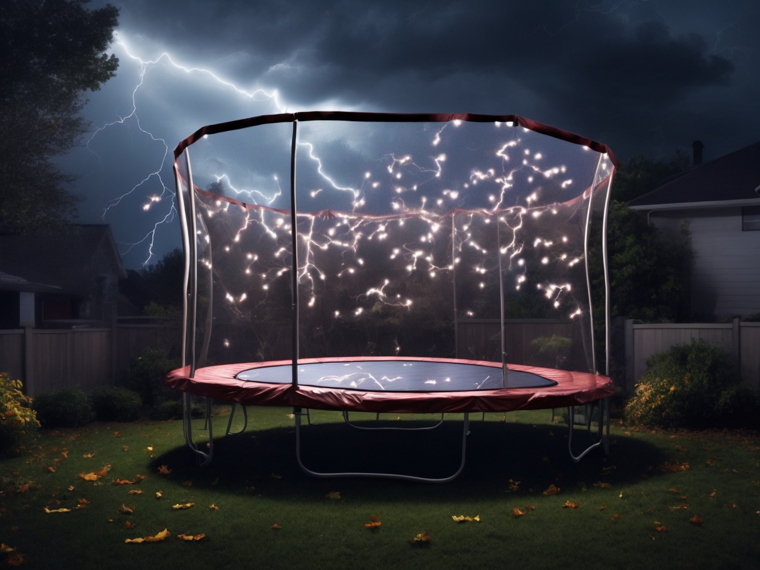 how much weight to hold down a trampoline on a windy, stormy night