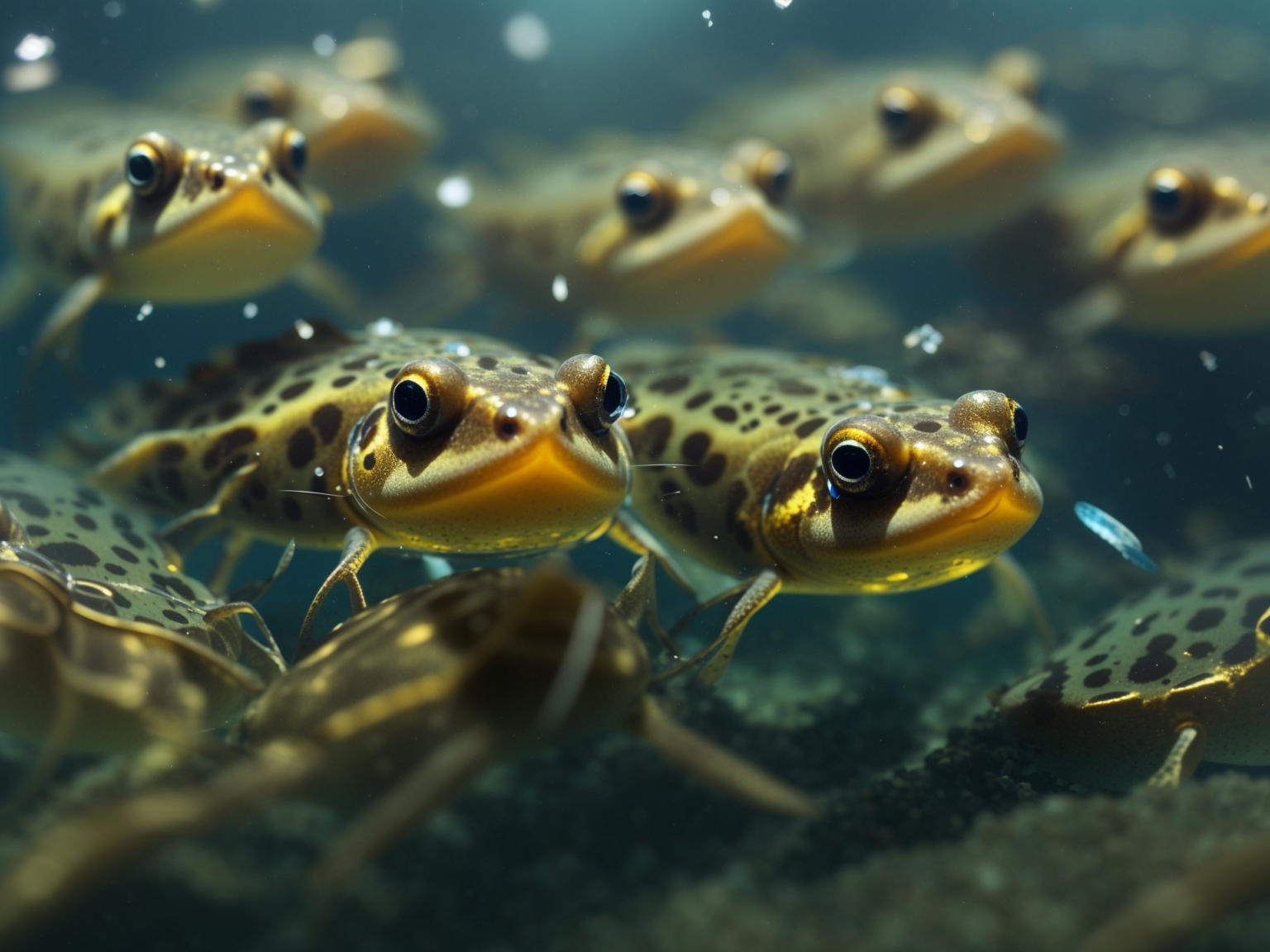 how often do frogs lay eggs - a group of tadpoles