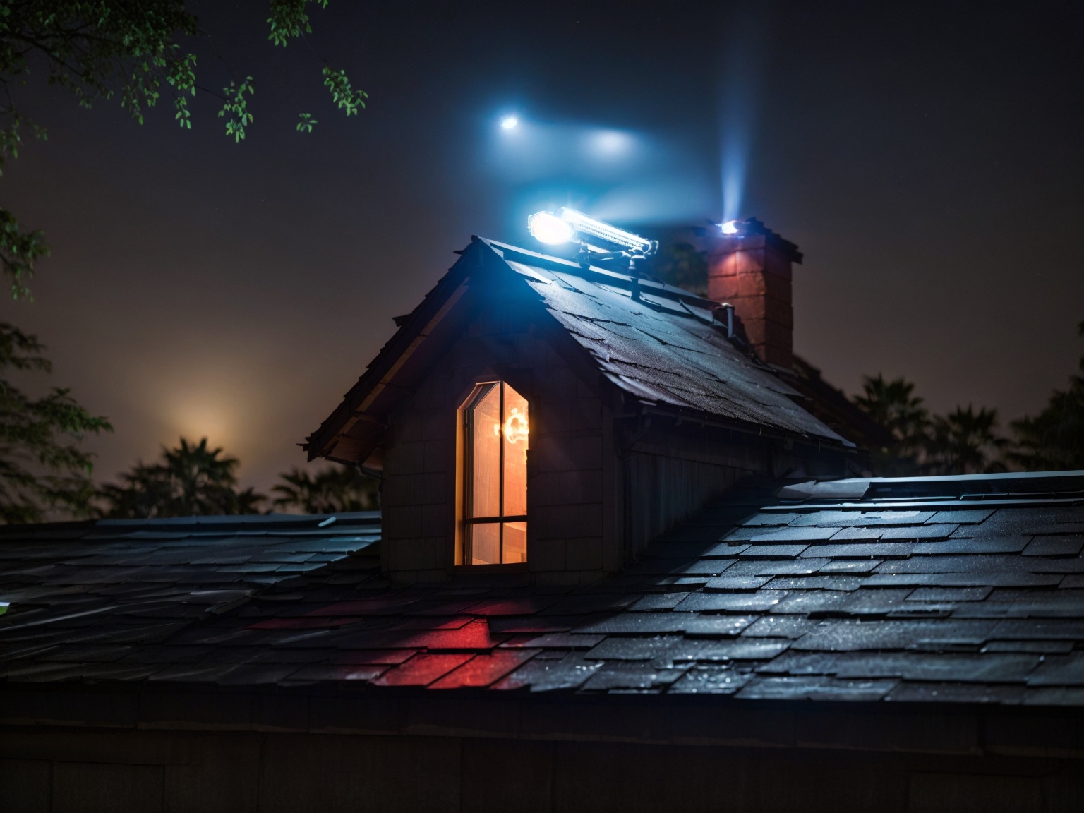 keep crows away from roofs with bright lights