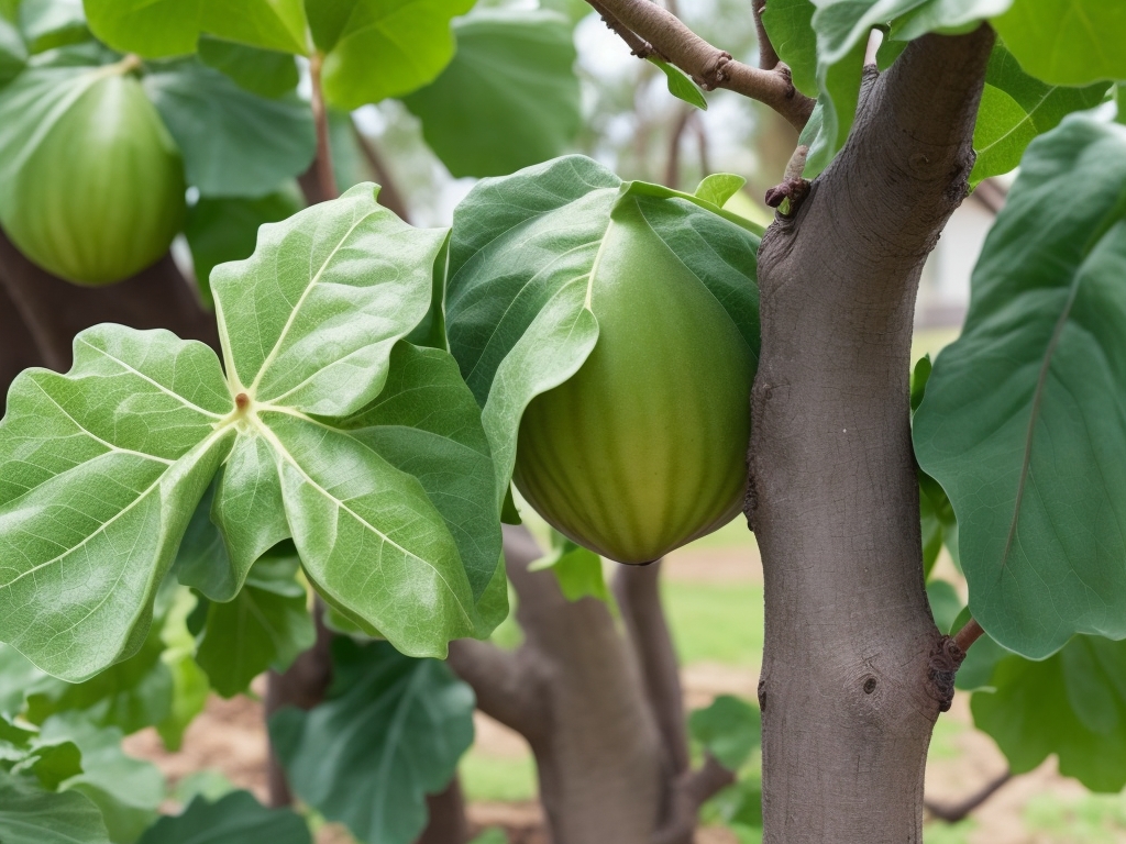 what to plant under a fig tree - close of a healthy tree.