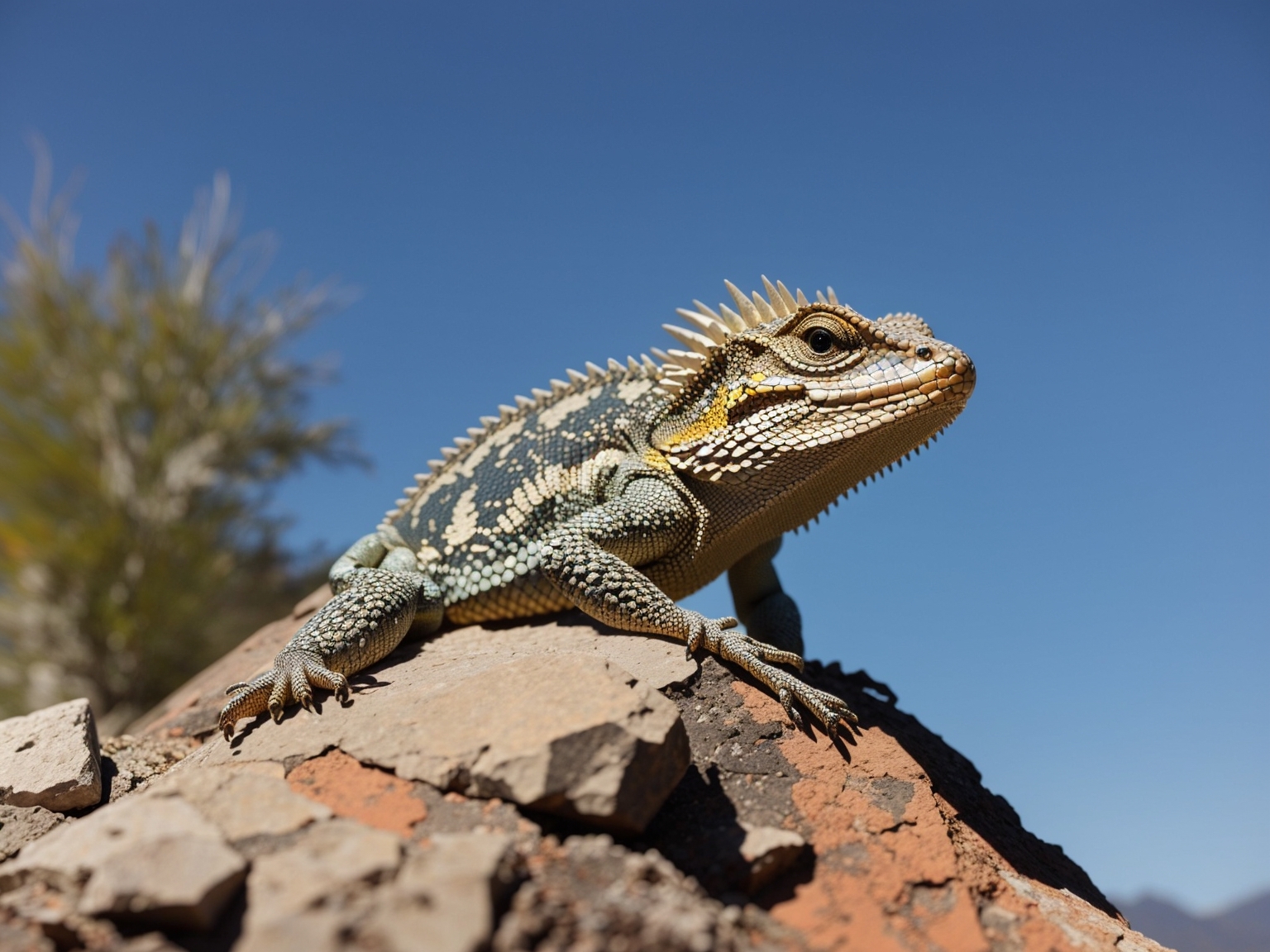 how long does a lizard live? Backyard lizard on a rock surveying its domain