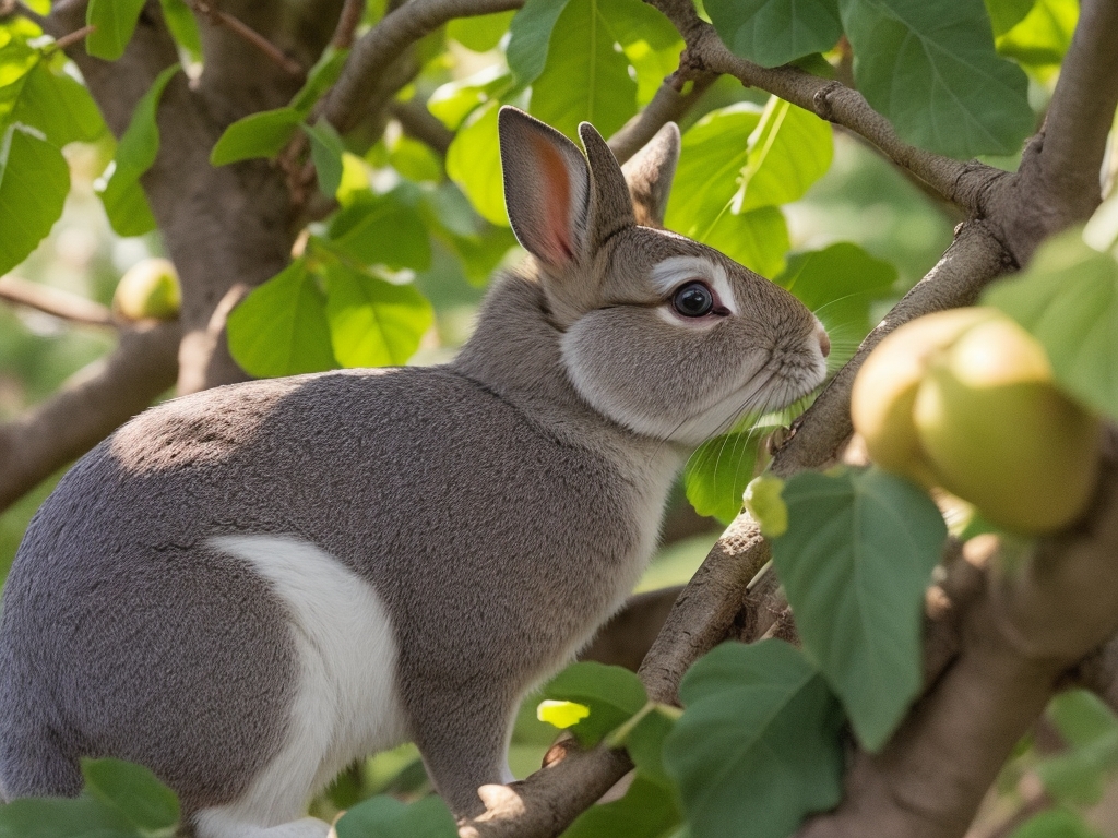 Can rabbits eat figs? A critter looks at a fig tree.