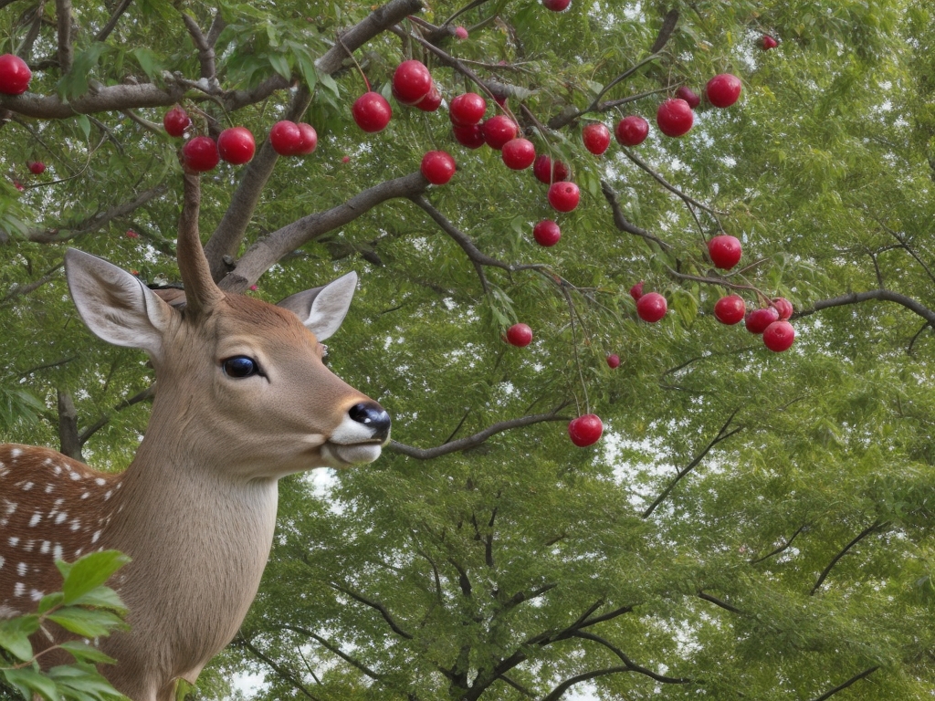 Do deer eat cherries - an animal eying up cherry laden trees