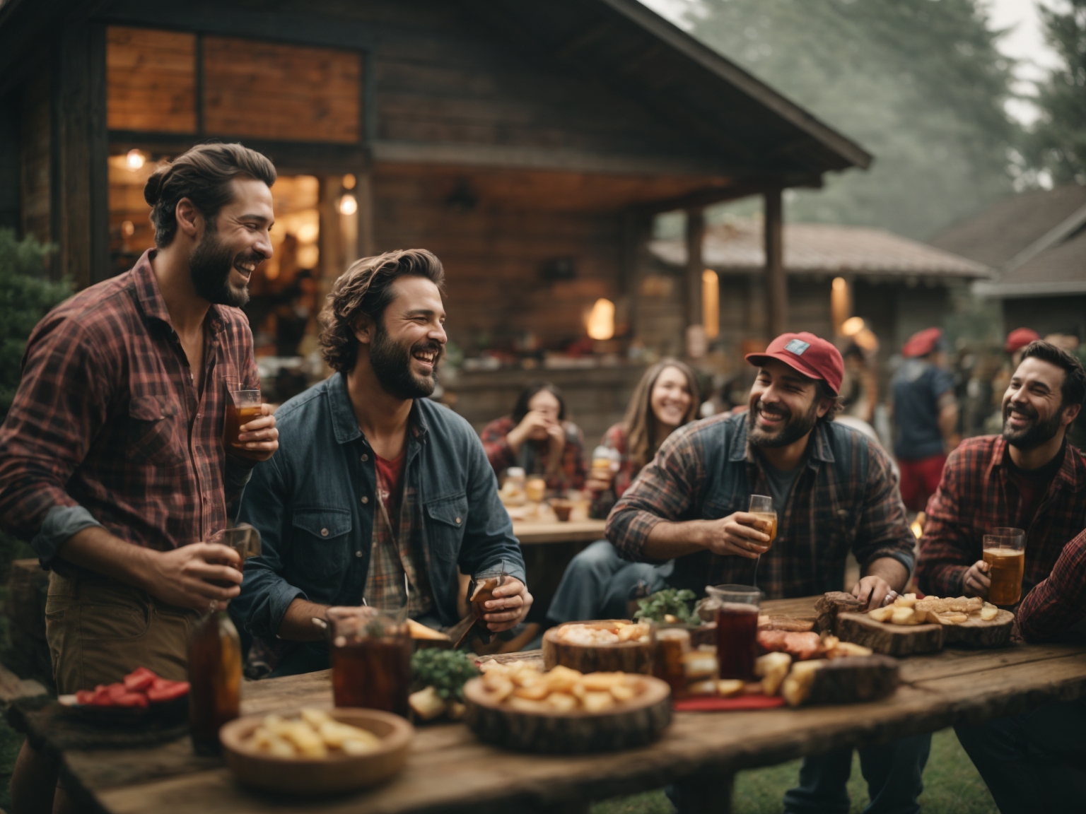 a lively backyard lumberjack party