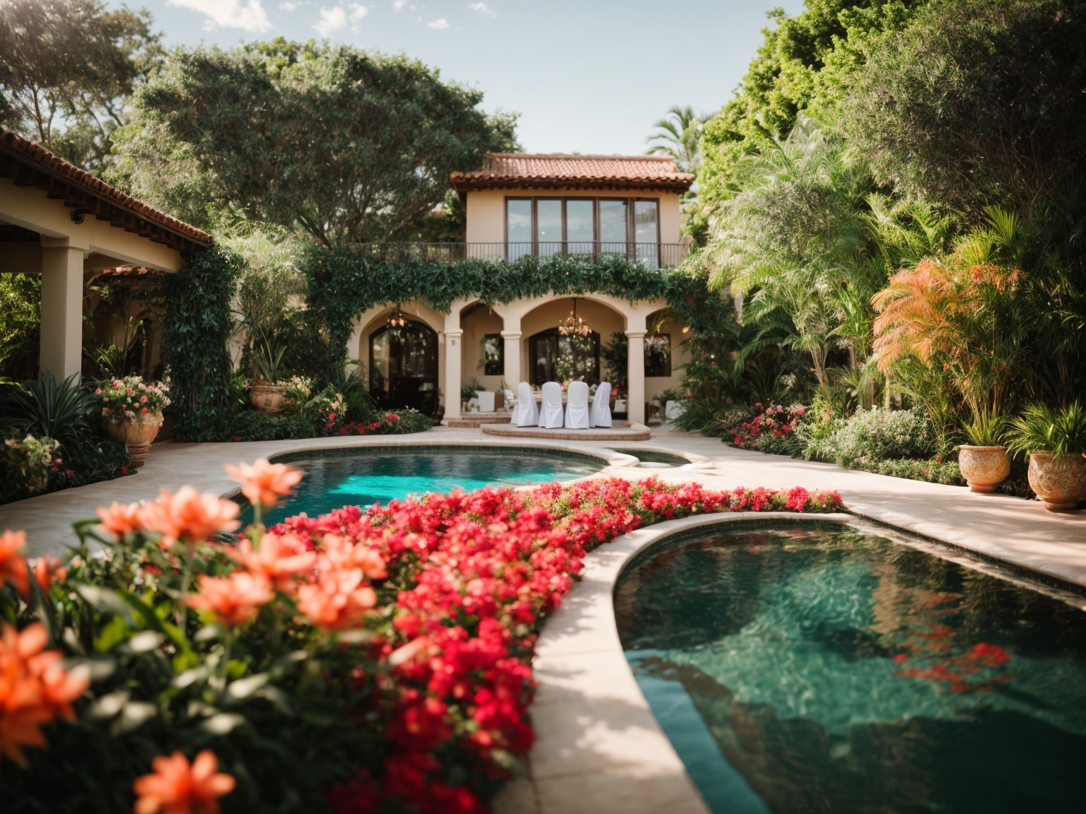 image of a gorgeous setting for an intimate pool wedding