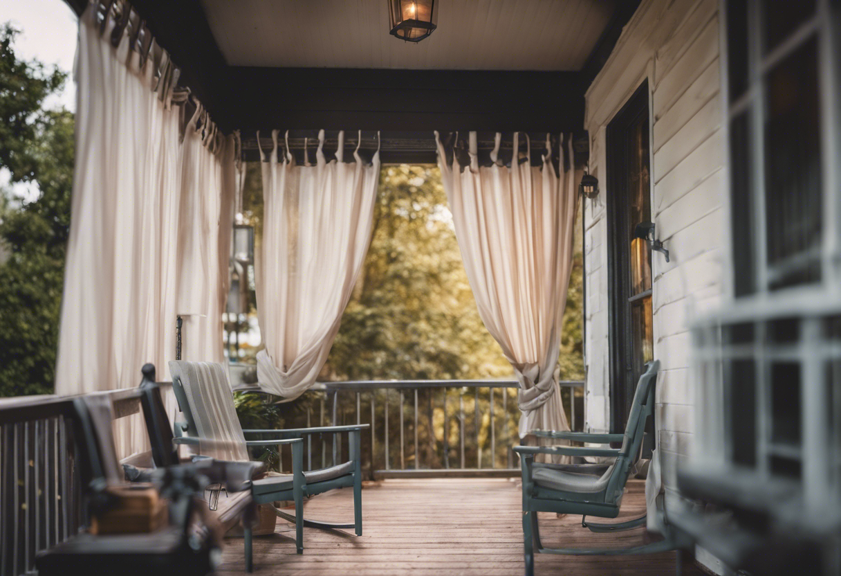 rustic curtain scheme on a porch