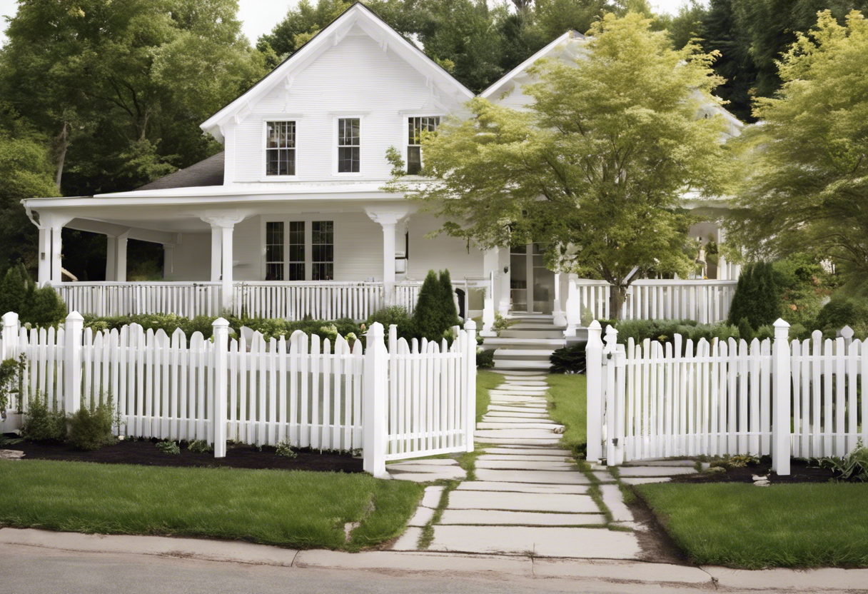 a white picket fence in the front yard