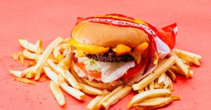 photo of cheeseburger and french fries