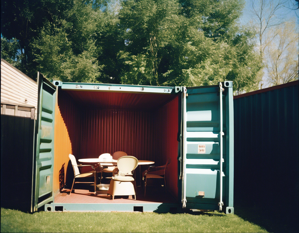 photography of a shipping container in a backyard
