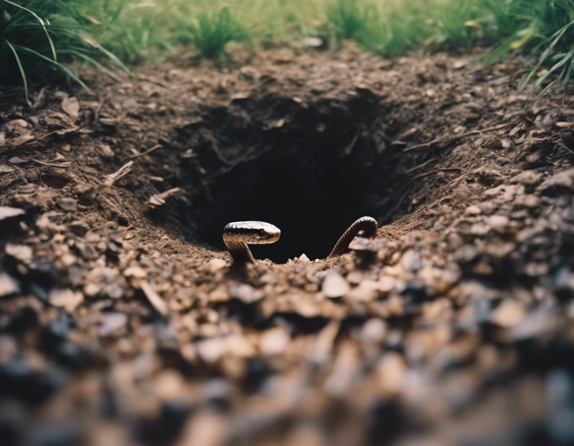 photography of a snake hole in the ground