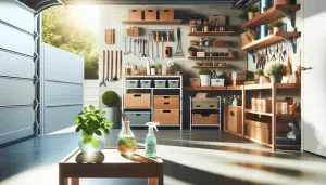 a clean orderly suburban garage with natural light and spider preventative items